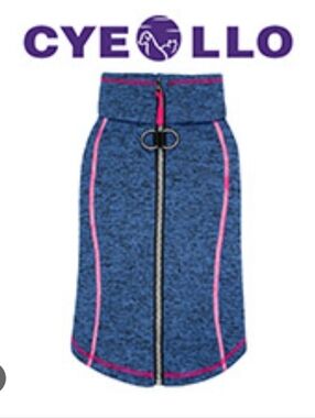 cyeollo XL Dog Jacket Coat Fleece Dog Blue with Pink Reflective